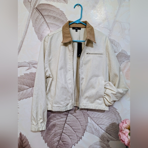 Lulus Jackets & Blazers - Lulus Cream Bomber Jacket with Tan Corduroy Collar – Size M
